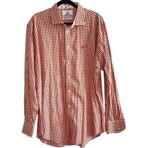 UT Longhorns Mens 2XL Orange Plaid Flip Cuff Button Down Long Sleeve Dress Shirt
